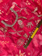 Kinder-Lehenga mit Blumenmuster - Rani Pink