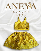 Kinder-Blumen-Lehenga - Gelb