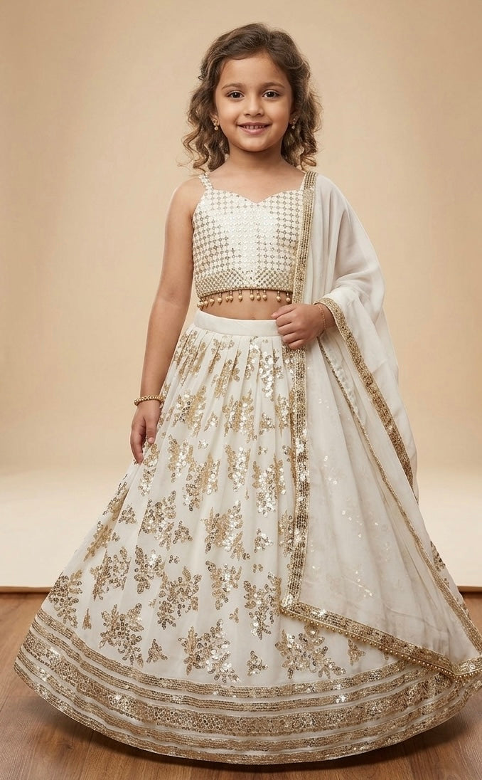 Kids Lehenga - white