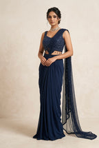 Lehenga - Saree style deep blue