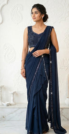 Lehenga - Saree/dhotti style blue
