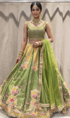 Lehenga - Light weight green