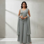 Palazzo-Crop-Top – hellblau