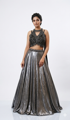 Lehenga – trägerloses Metallic