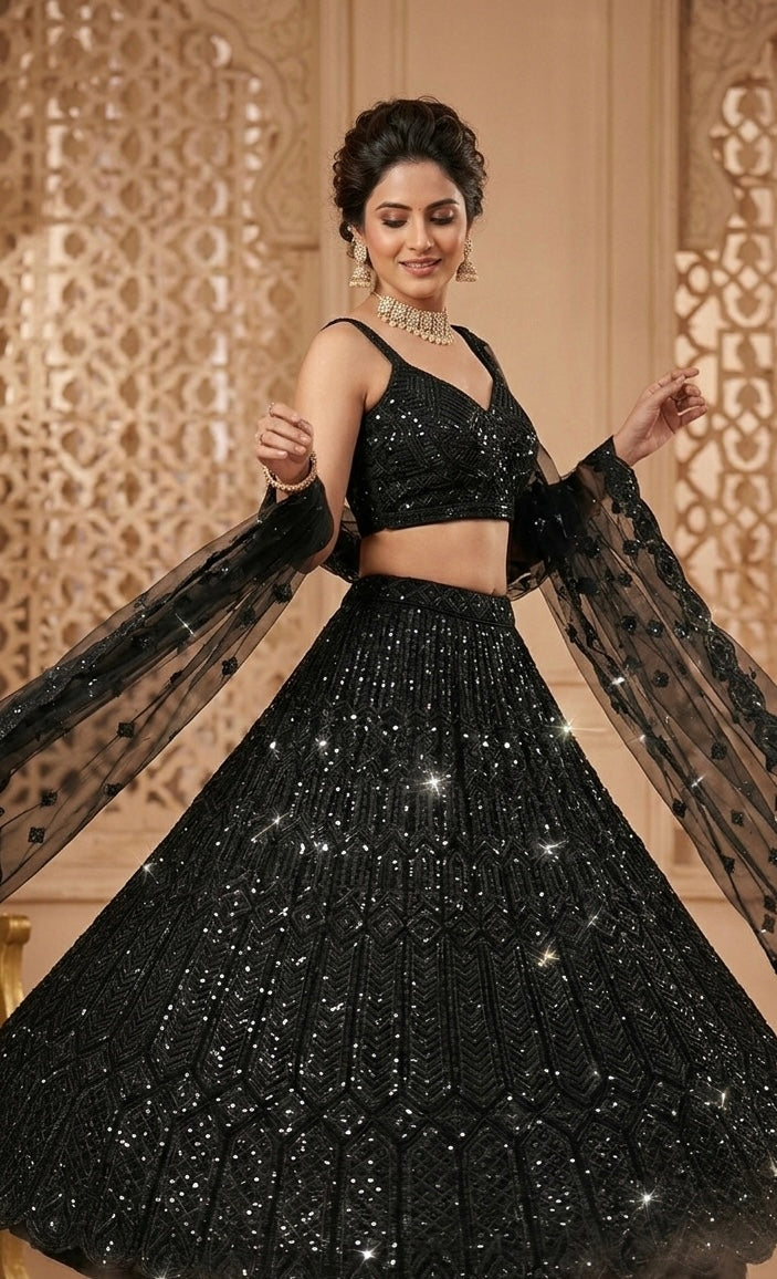 Lehenga - Schwarz