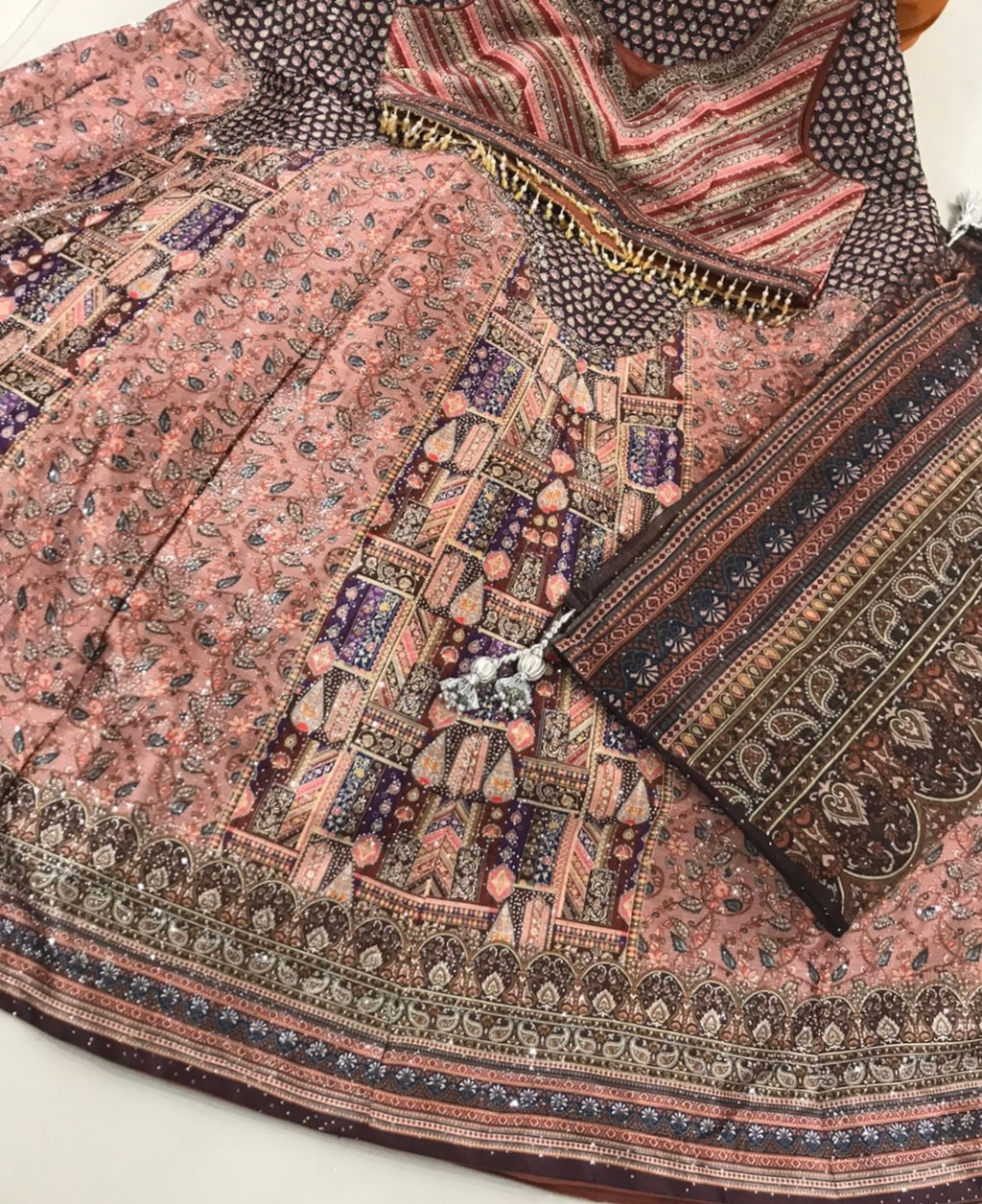 Lehenga - lightweight blue Brown