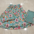Kids flower lehenga - Ocean blue