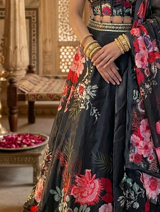 Blumen-Lehenga – Royaler Korsett-Stil