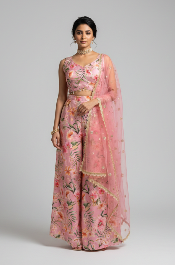 Pallazo crop top - flower