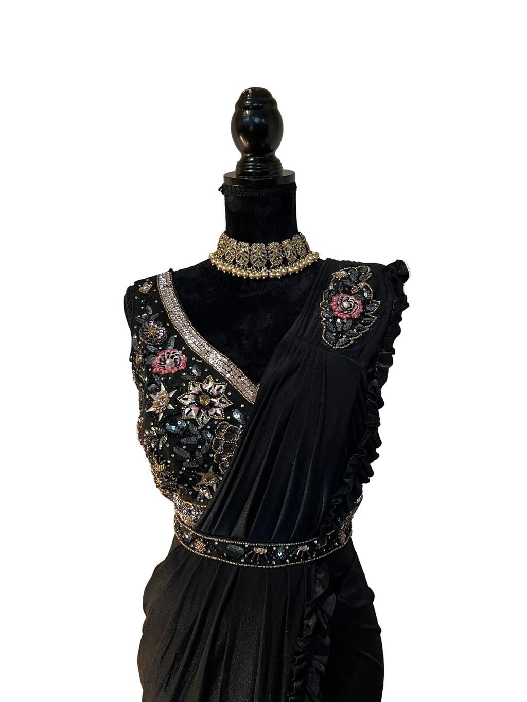 Ready-made saree - Black