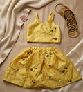 Kinder-Blumen-Lehenga - Gelb