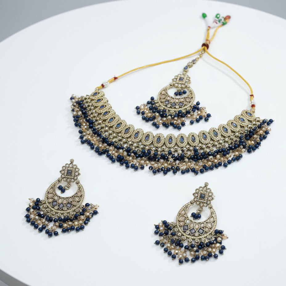 Königliches Saphirblau-Halsband-Set – Neela Ratna