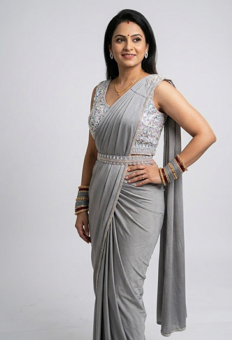 Readymade saree - Kriti Babypink