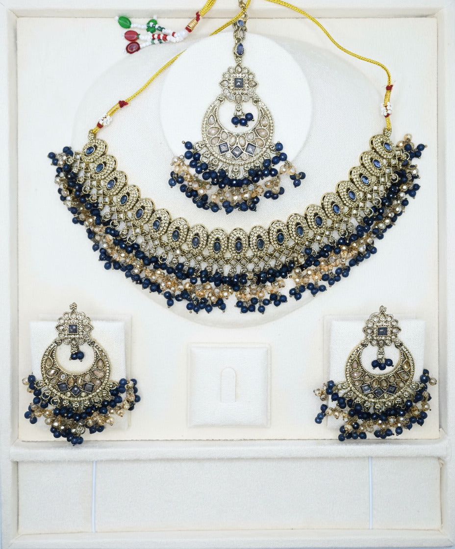 Königliches Saphirblau-Halsband-Set – Neela Ratna