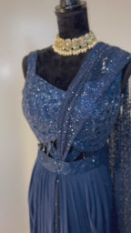 Lehenga - Saree style deep blue