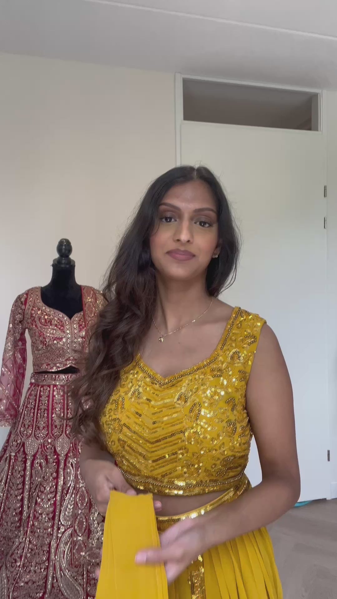 Lehenga - Saree/dhotti style yellow
